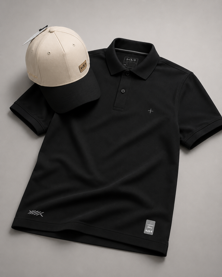 POLO NEGRA + GORRA KIA